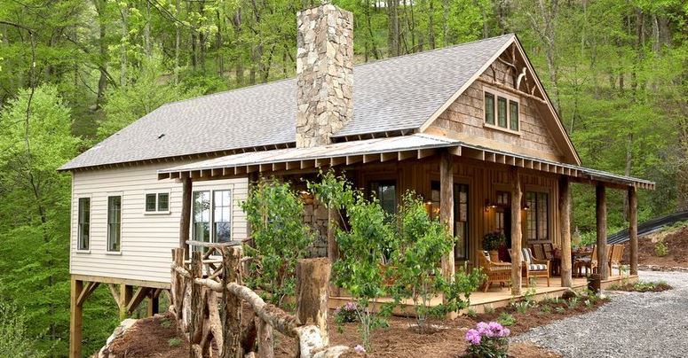 cozy cabin surrounded by trees