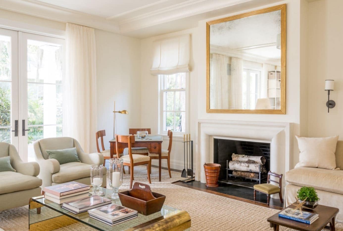 Fireplace in traditional Southern Colonial Home